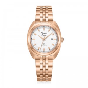 Alexandre Christie AC 8702 Rosegold White Steel Lady LDBRGSL